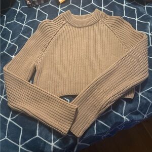 Zara brown caramel cropped rib sweater